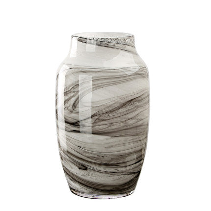 Vaso elegante in vetro bianco con sfumature nere