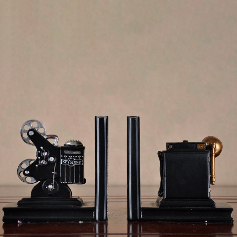 Fermalibri a forma di proiettore e macchina fotografica vintage