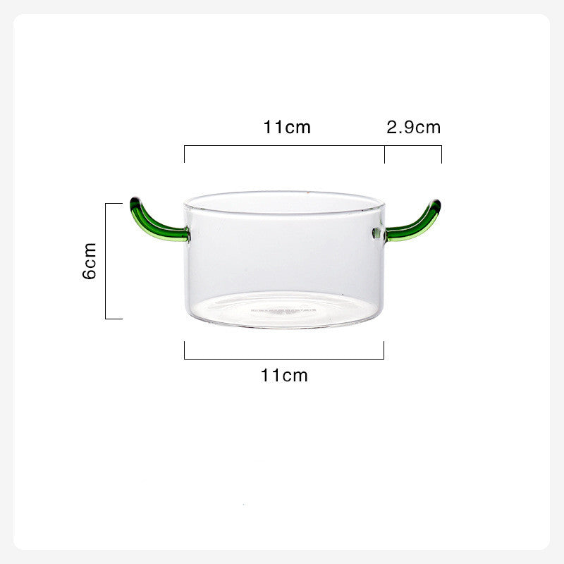 Ciotola  in vetro borosilicato con manici laterali