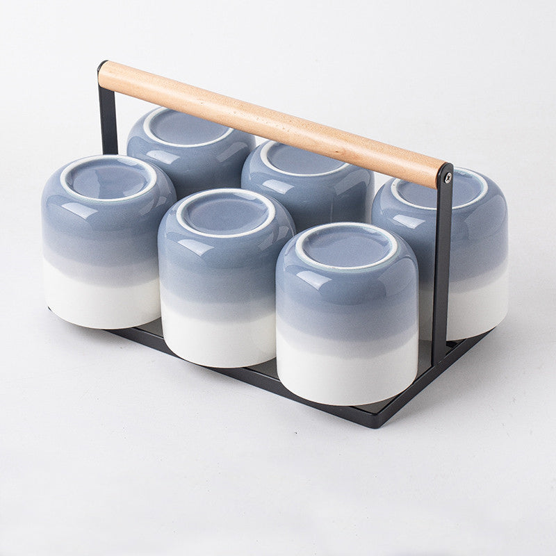 Set tazze con supporto e teiera in porcellana "Sfumature di colore"