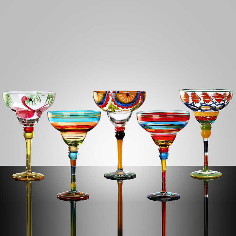 Bicchiere per Margarita in vetro dipinto a mano