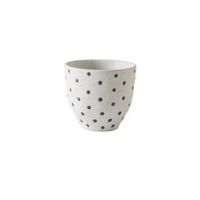 Tazza bianca in ceramica "Puntini e linee nere"