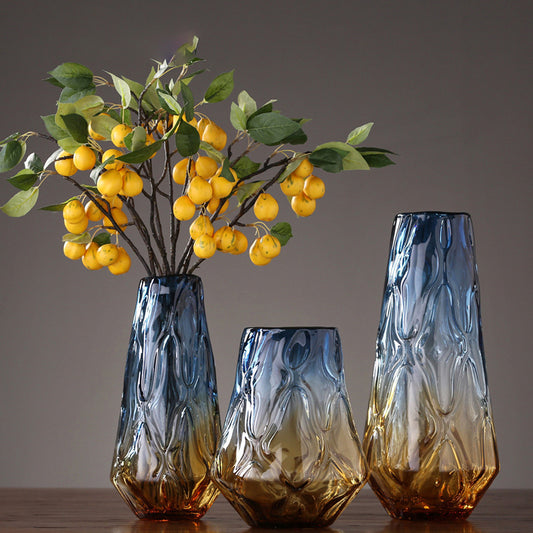 Vaso in vetro color blu con sfumature di marrone 