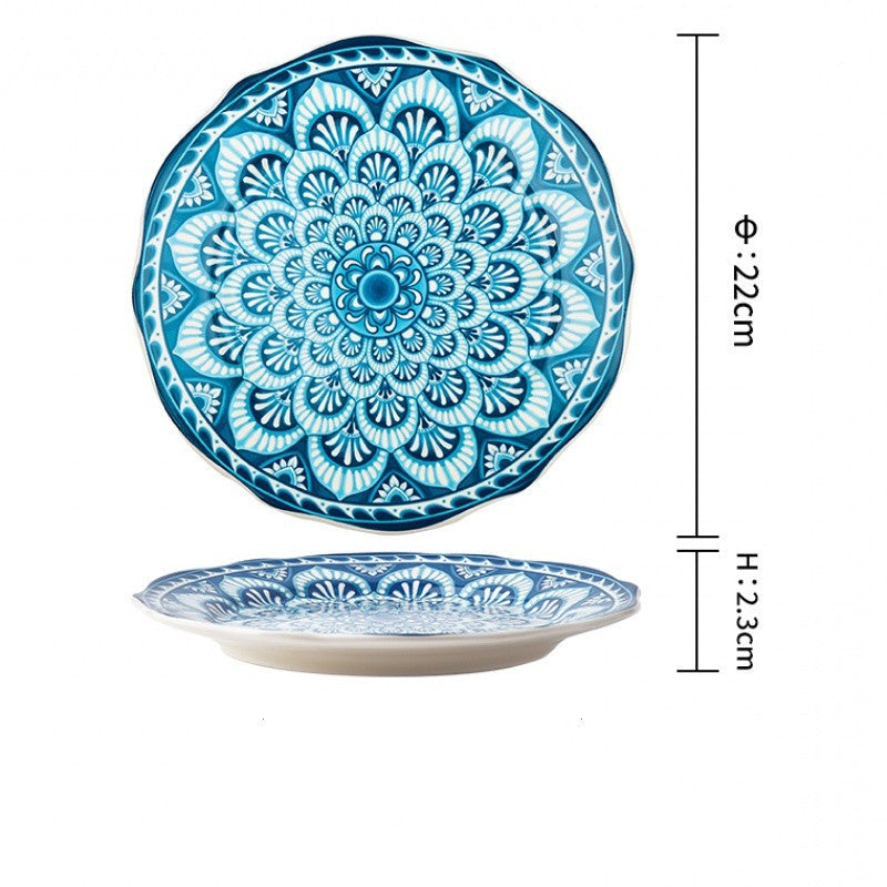 Piatti coloratissimi in ceramica con fiori e forme geometriche 
