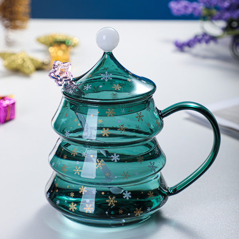 Tazza in vetro borosilicato a forma di albero di Natale