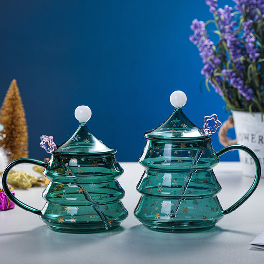 Tazza in vetro borosilicato a forma di albero di Natale