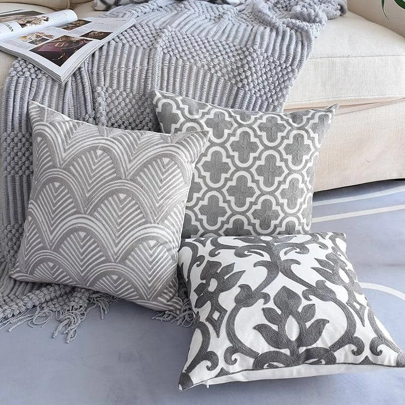 Fodera per cuscini decorativi con tonalità di grigio