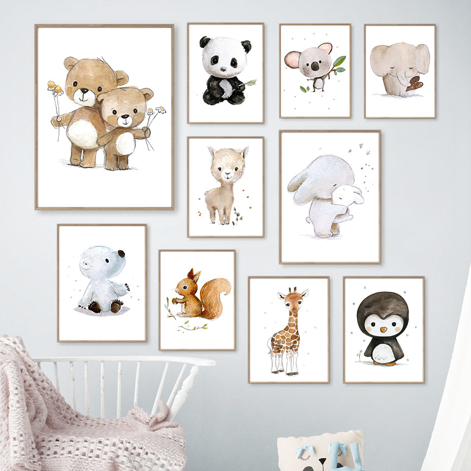 Quadro poster con animali carini