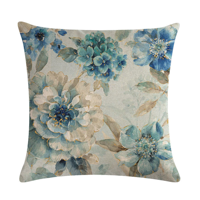 Cuscino decorativo con fiori blu