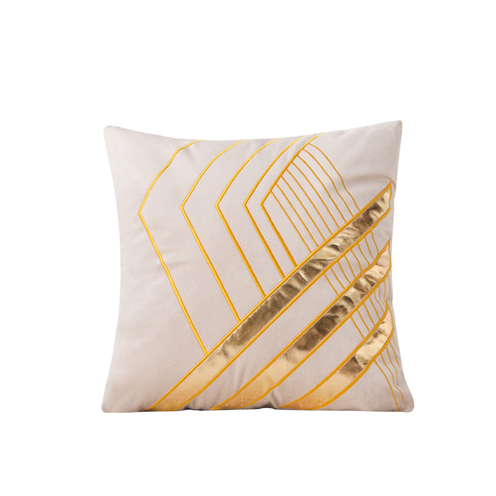 Federa per cuscino elegante con disegni geometrici orizzontali dorati