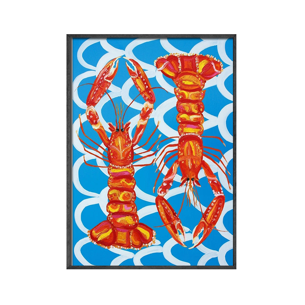 Quadro astratto poster aragoste e pesci