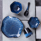 Piatto, Ciotola e Cucchiaio in ceramica a forma di fiore blu
