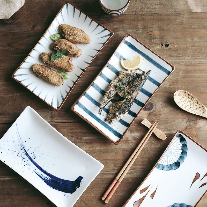 Piatto elegante rettangolare per sushi e pesce