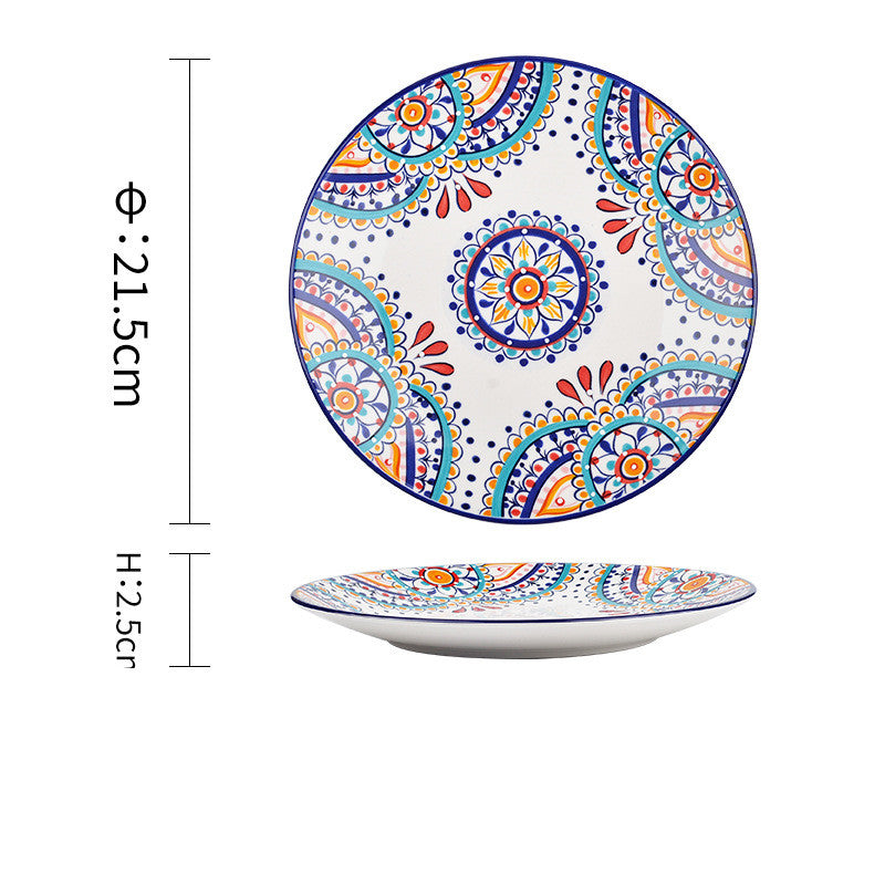 Piatti coloratissimi in ceramica con fiori e forme geometriche 2