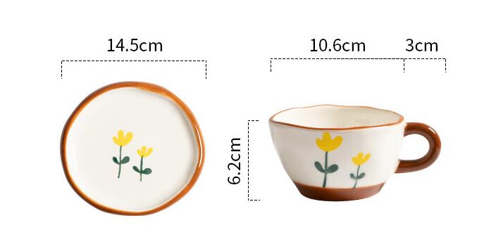 Set tazza con piattino in ceramica "Fiori Gialli"