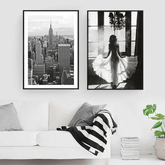 Quadro poster bianco - nero "In città"
