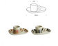 Set in ceramica tazza e piattino con linee verticali