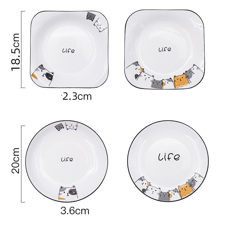 Mini Set di piatti in ceramica "Il gatto social"