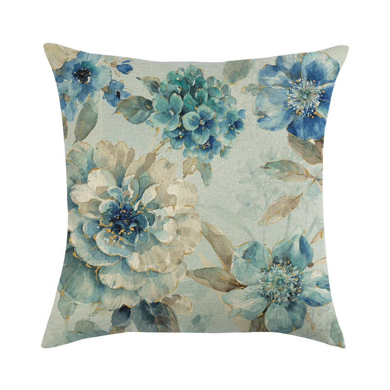 Cuscino decorativo con fiori blu