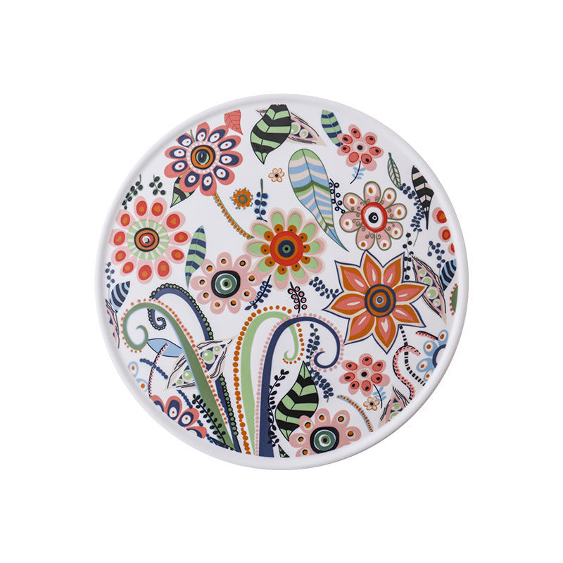 Ciotole e piatti in porcellana con manico di legno "Flowers"