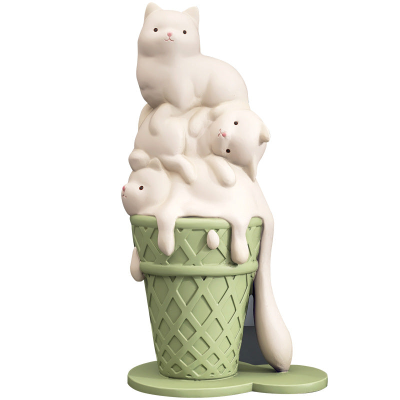 Decorazione divertente a forma di cono di gelato con 3 gatti