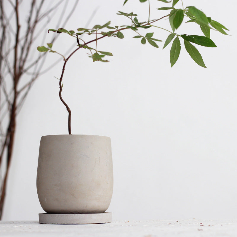 Vaso in ceramica con piatto abbinato per piante da interno