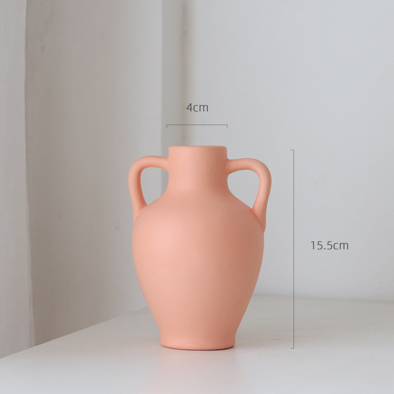 Vaso semplice in ceramica con 2 manici laterali