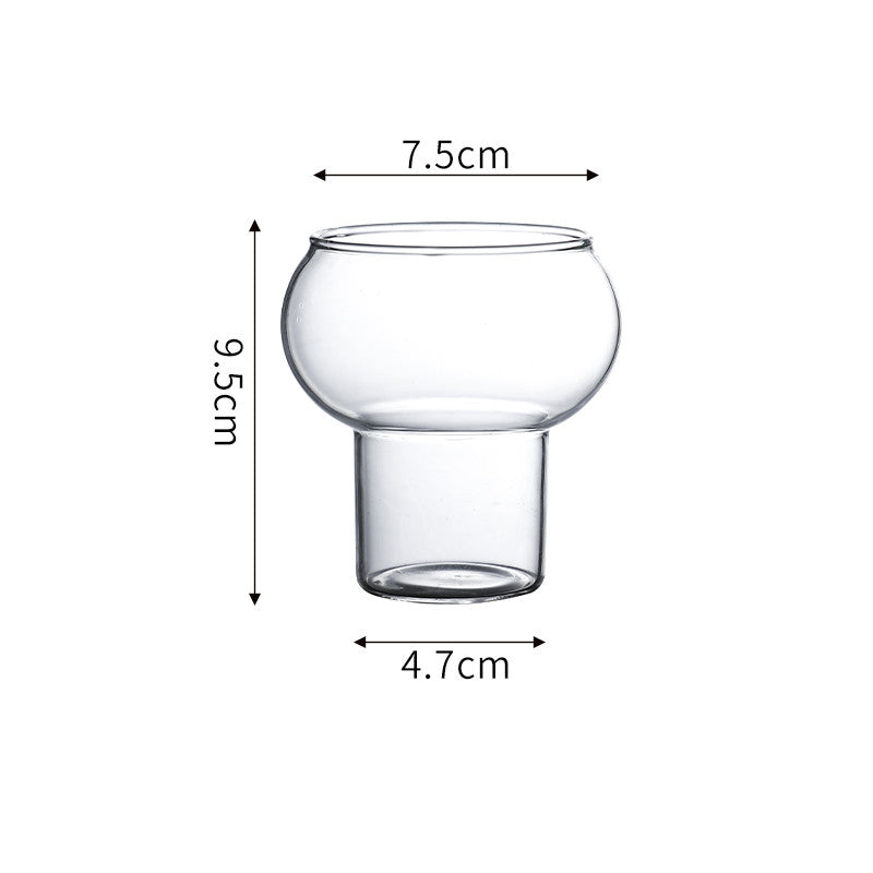 Bicchiere in vetro borosilicato trasparente forma astratta