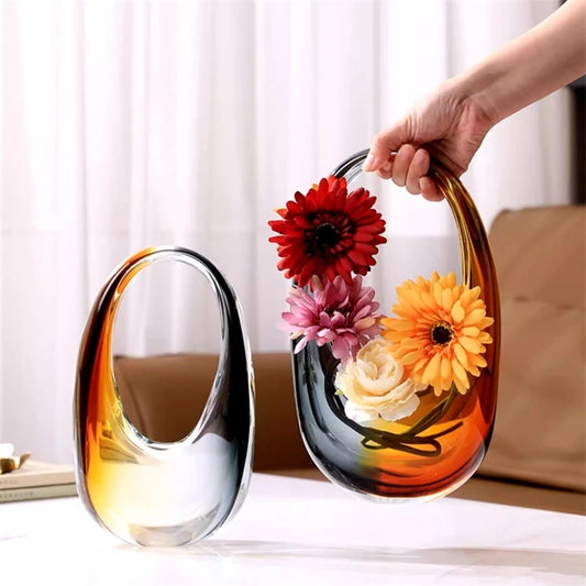 Vasi in vetro con colori sfumati a forma di borsa