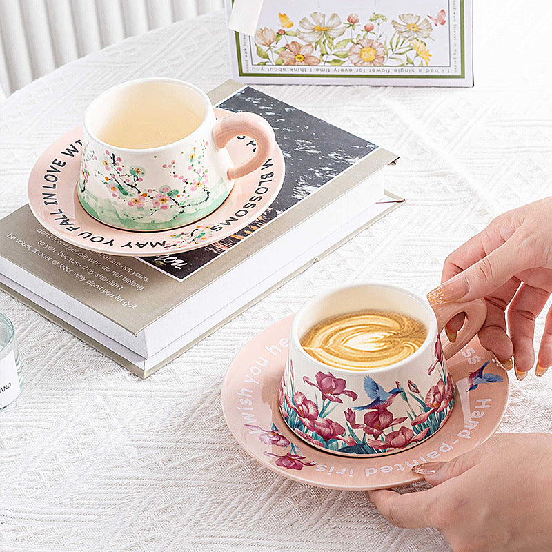 Set in ceramica tazza con piattino Flower Power idea regalo