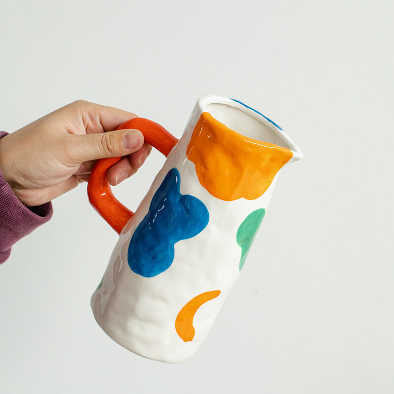 Vaso bianco in ceramica con Forme Colorate