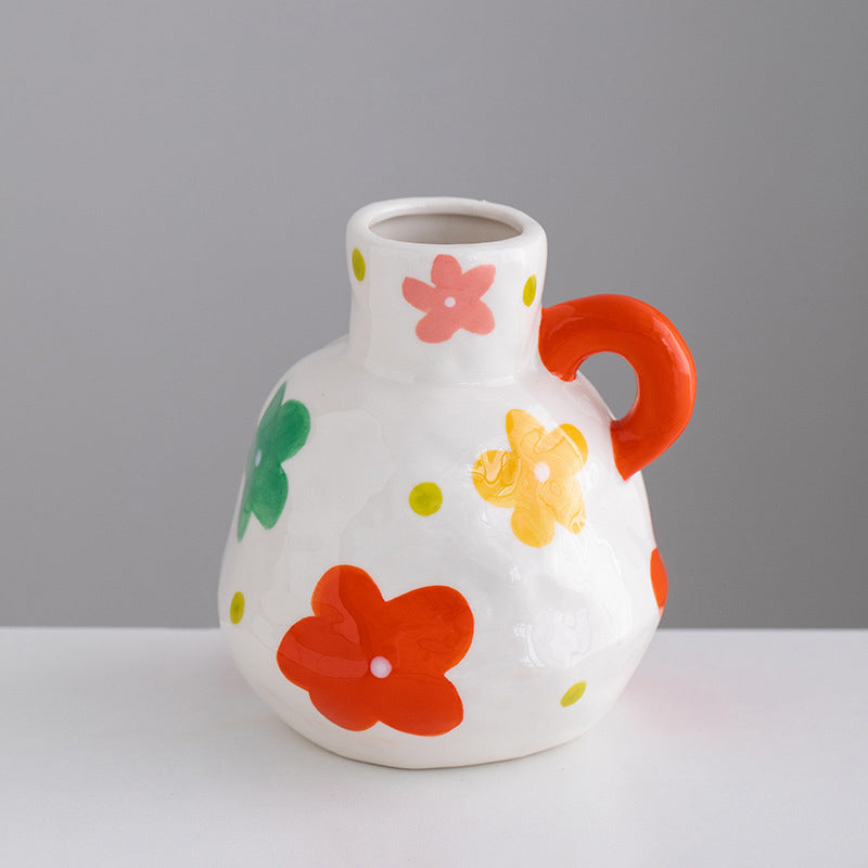 Vasi bianchi in ceramica "Fiori colorati"