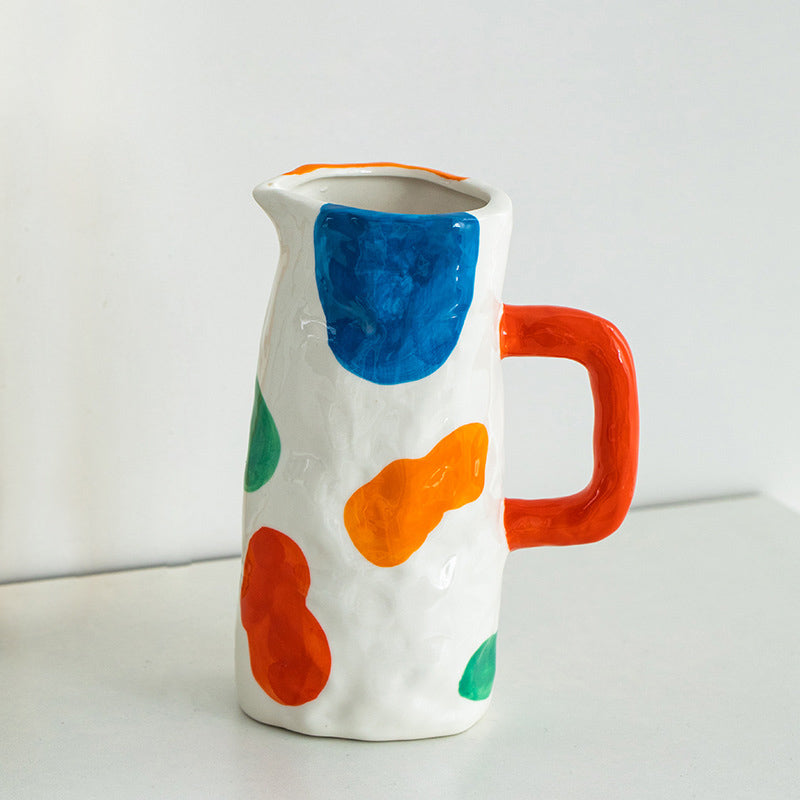 Vaso bianco in ceramica con Forme Colorate