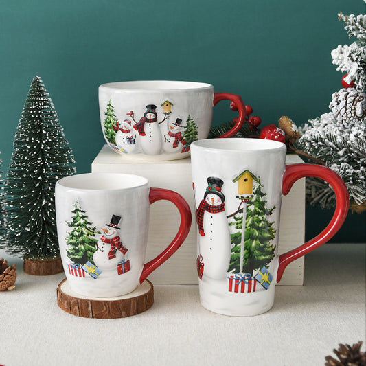 Tazze in Ceramica con Design Pupazzi di Neve per Natale