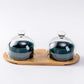 Ciotoline in ceramica con supporto in bambù e coperchio di vetro