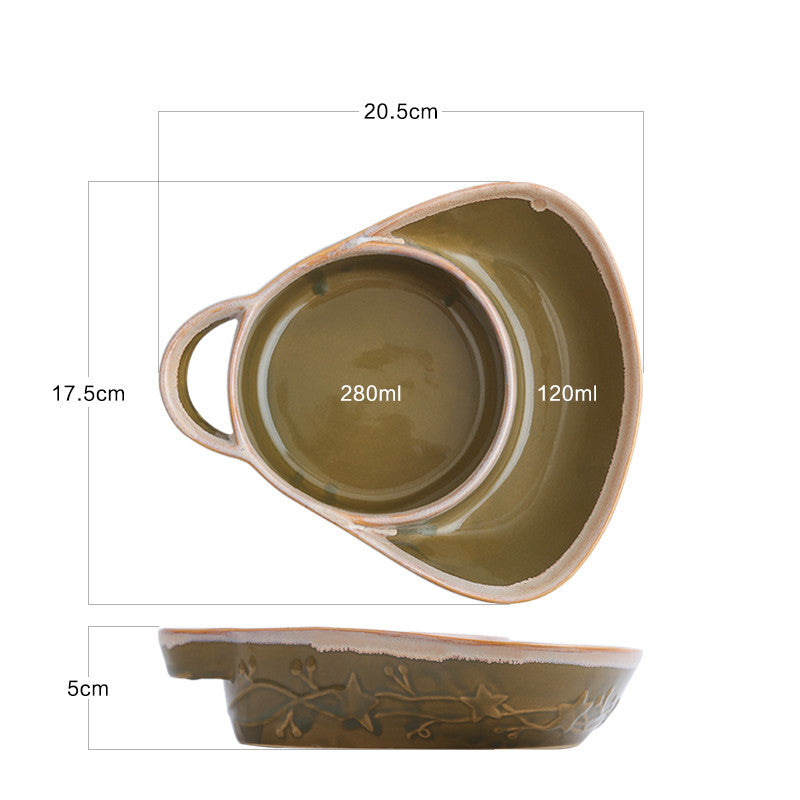 Piatto in ceramica con manico e 2 divisioni