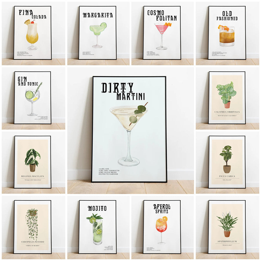 Quadro poster cocktail e piante
