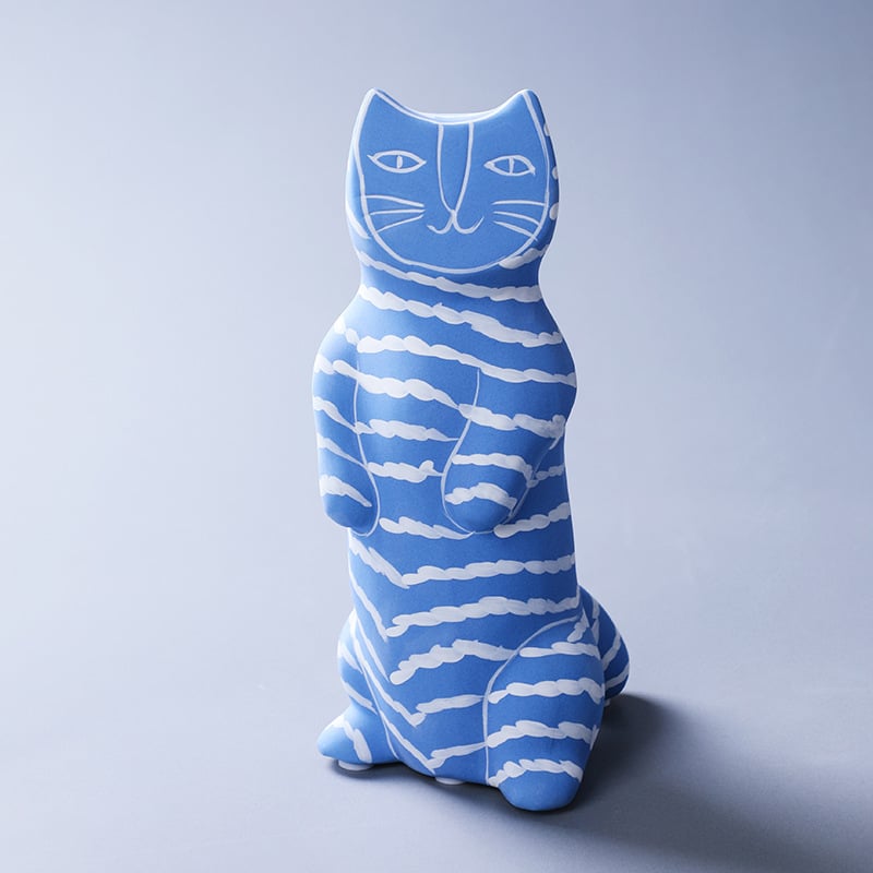 Scultura in ceramica "Gatto con strisce"
