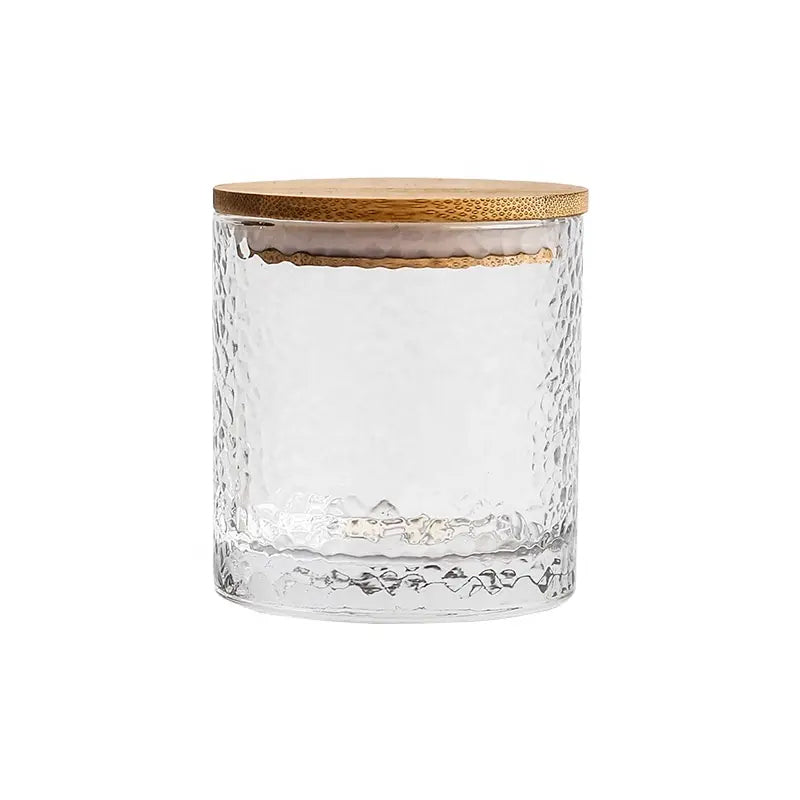 Glass jar with wooden lid