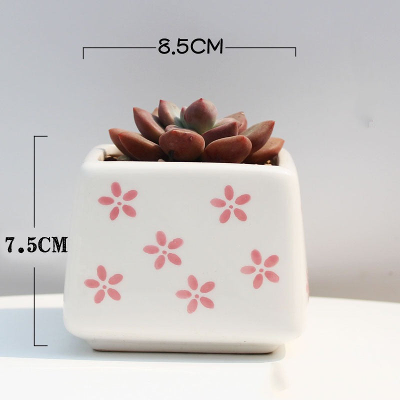 Microvaso in ceramica dipinto a mano fiori e foglie