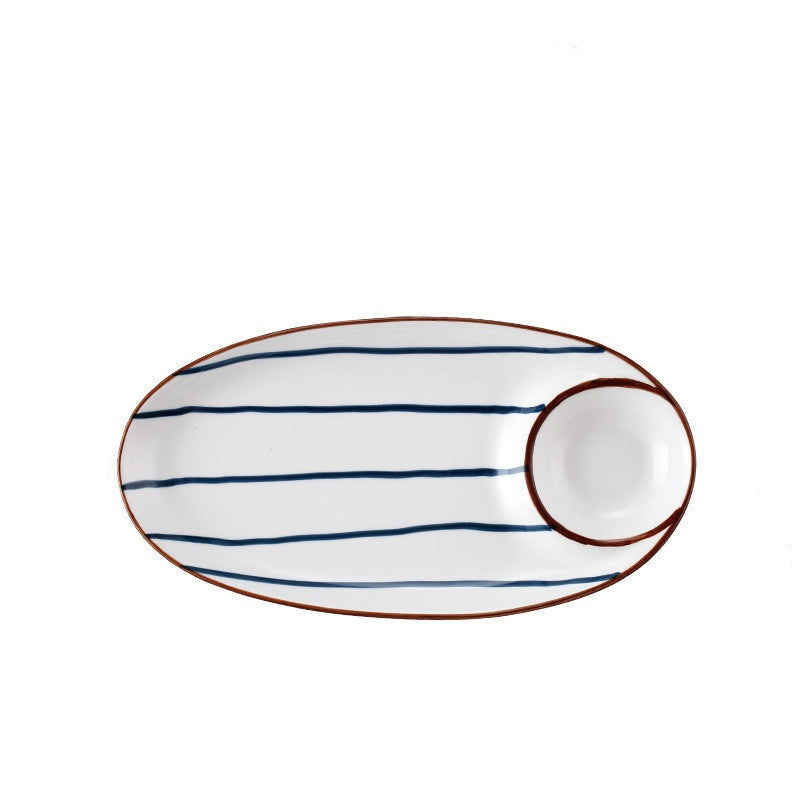 Piatto di forma ovale in ceramica con divisore LoveSea