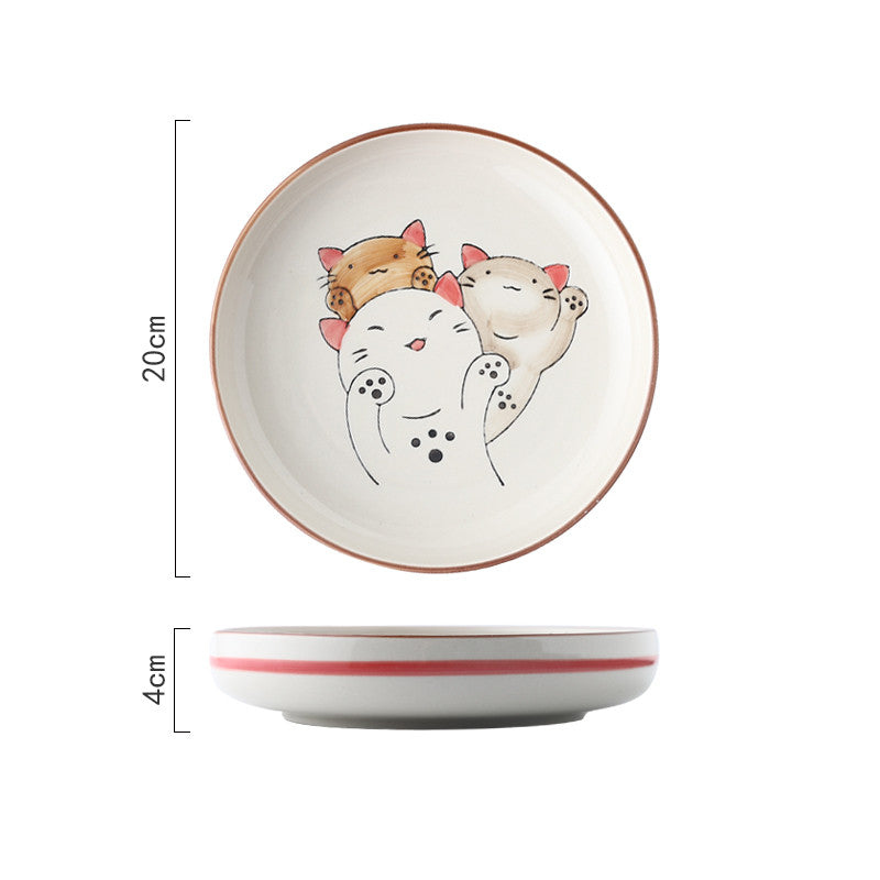 Piatto fondo in ceramica "Gatto con pesce"