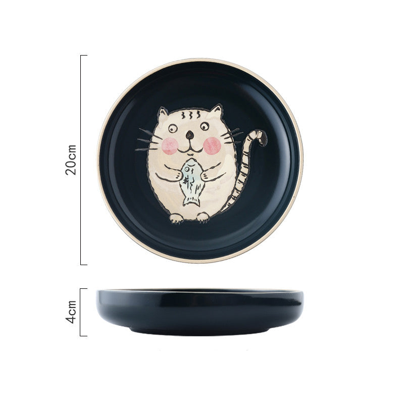 Piatto fondo in ceramica "Gatto con pesce"