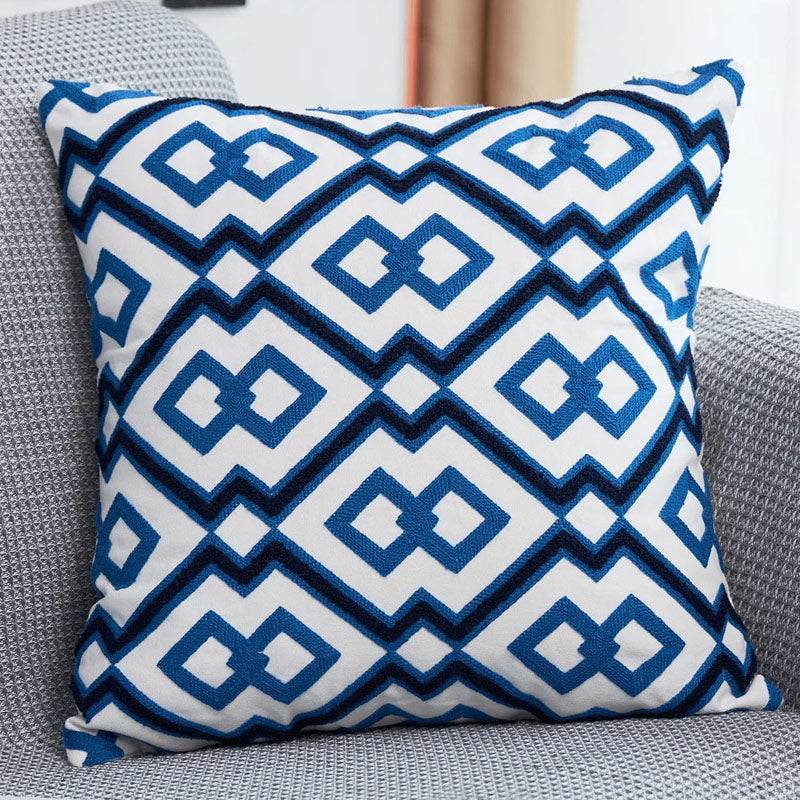 Fodere in cotone per cuscini decorativi con design geometrico ricamato