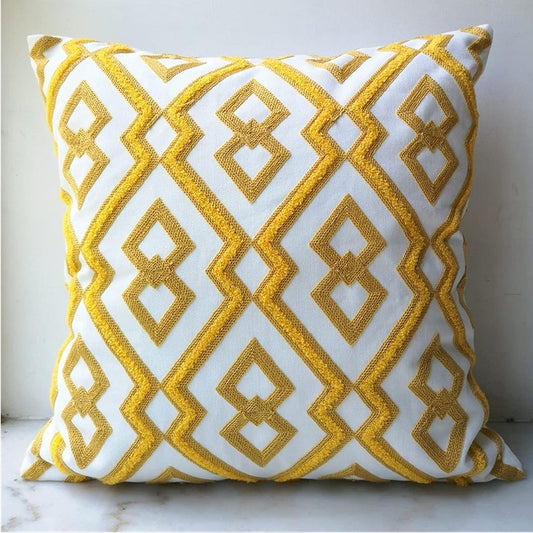Fodere in cotone per cuscini decorativi con design geometrico ricamato