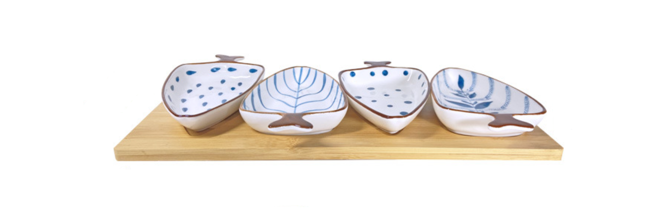 Ciotole di ceramica per aperitivo a forma di foglia