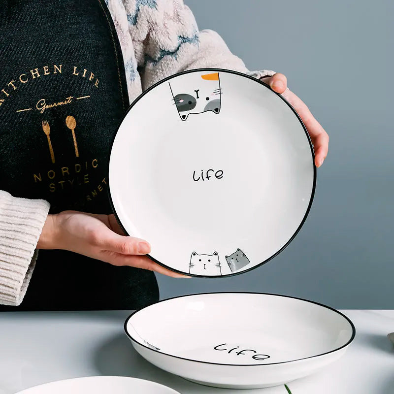 Mini Set di piatti in ceramica "Il gatto social"