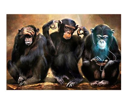 Quadro poster 3 scimmie "non vedo, non sento, ma commento" 