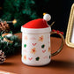 Tazza con coperchio a forma di cappello di Babbo Natale, in ceramica