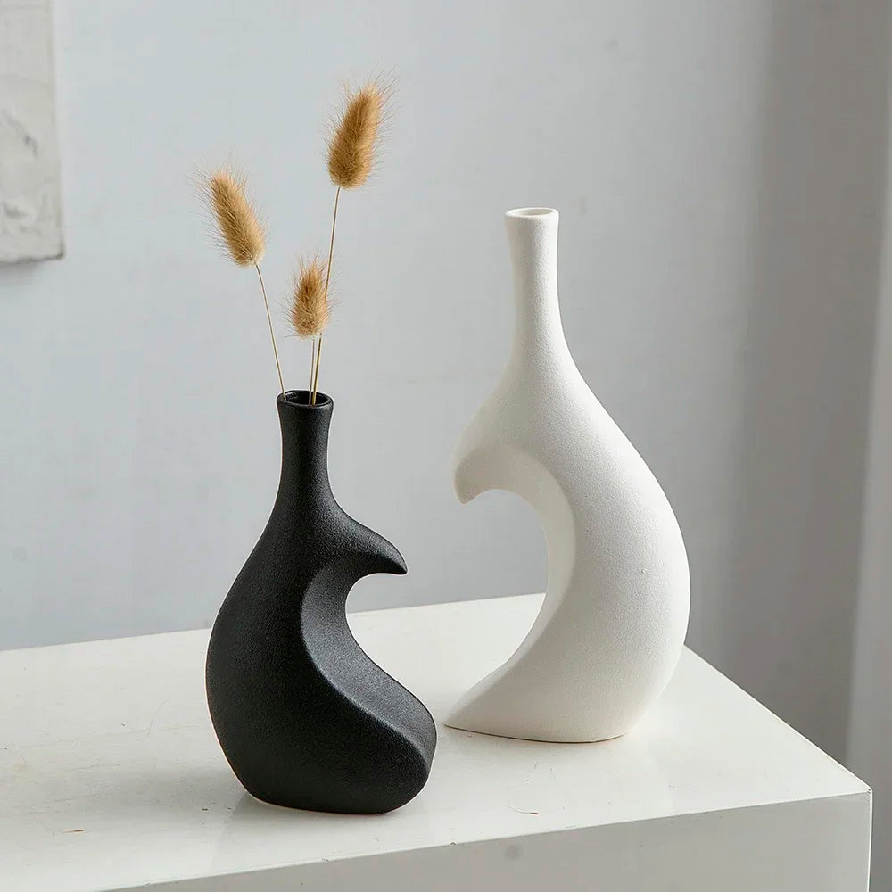 Set vasi ceramica "Cuore" bianco - nero
